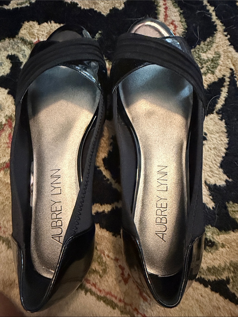 Aubrey Lynn Black Open-Toe Slingback Heels
